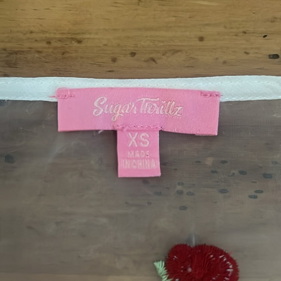 Sugar Thrillz Sweet Embroidered Long sleeve wrap top XS - Picture 6 of 8